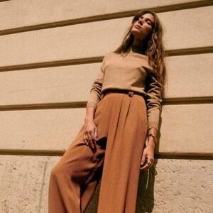 BNWT Sézane Loulou Trousers Coffee 36 (4)